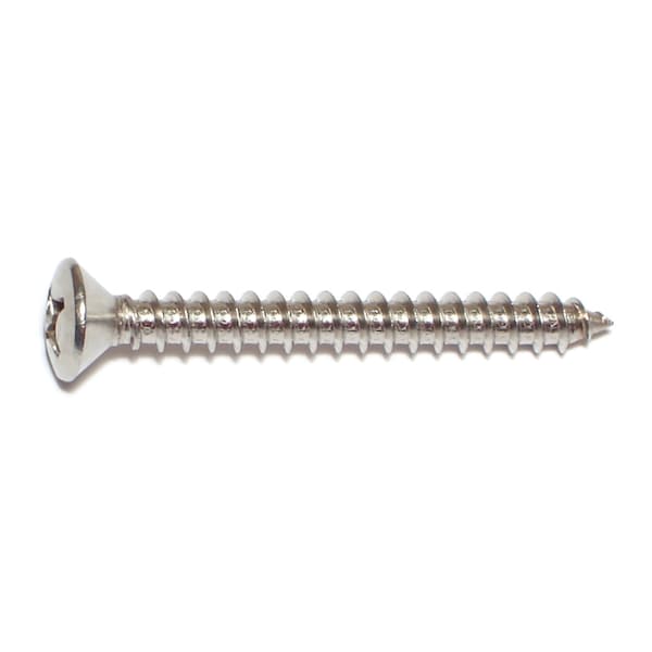 Midwest Fastener Sheet Metal Screw, #12 x 2 in, 18-8 Stainless Steel Oval Head Phillips Drive, 10 PK 68228 - main